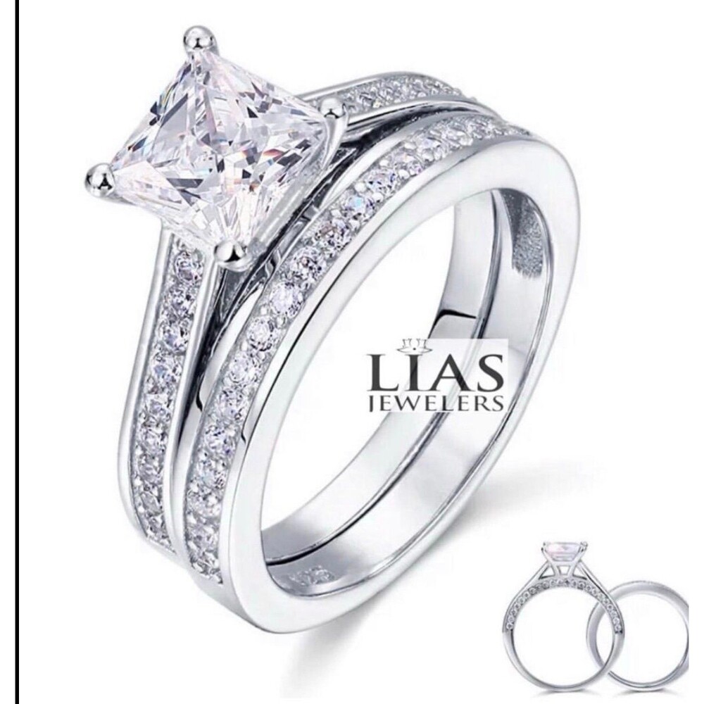 New 18k white gold wedding ring set